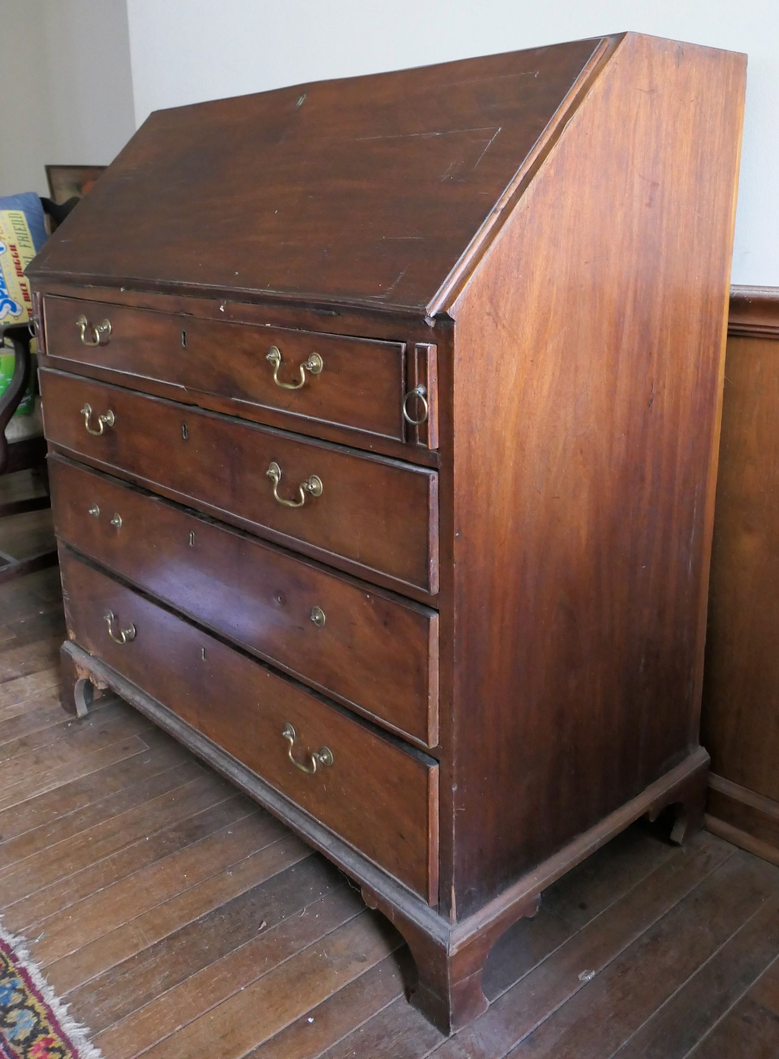 Lot Detail Mahogany Secretary Desk Pine Secondary Wood Dovetailed