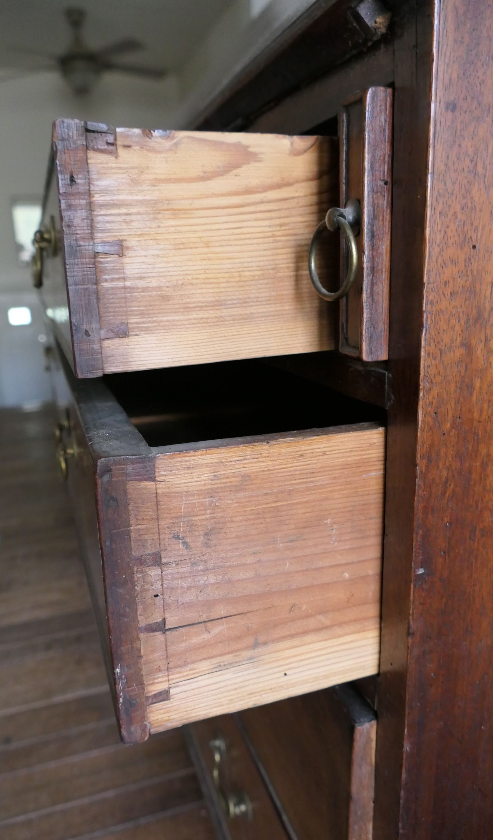 Lot Detail Mahogany Secretary Desk Pine Secondary Wood Dovetailed
