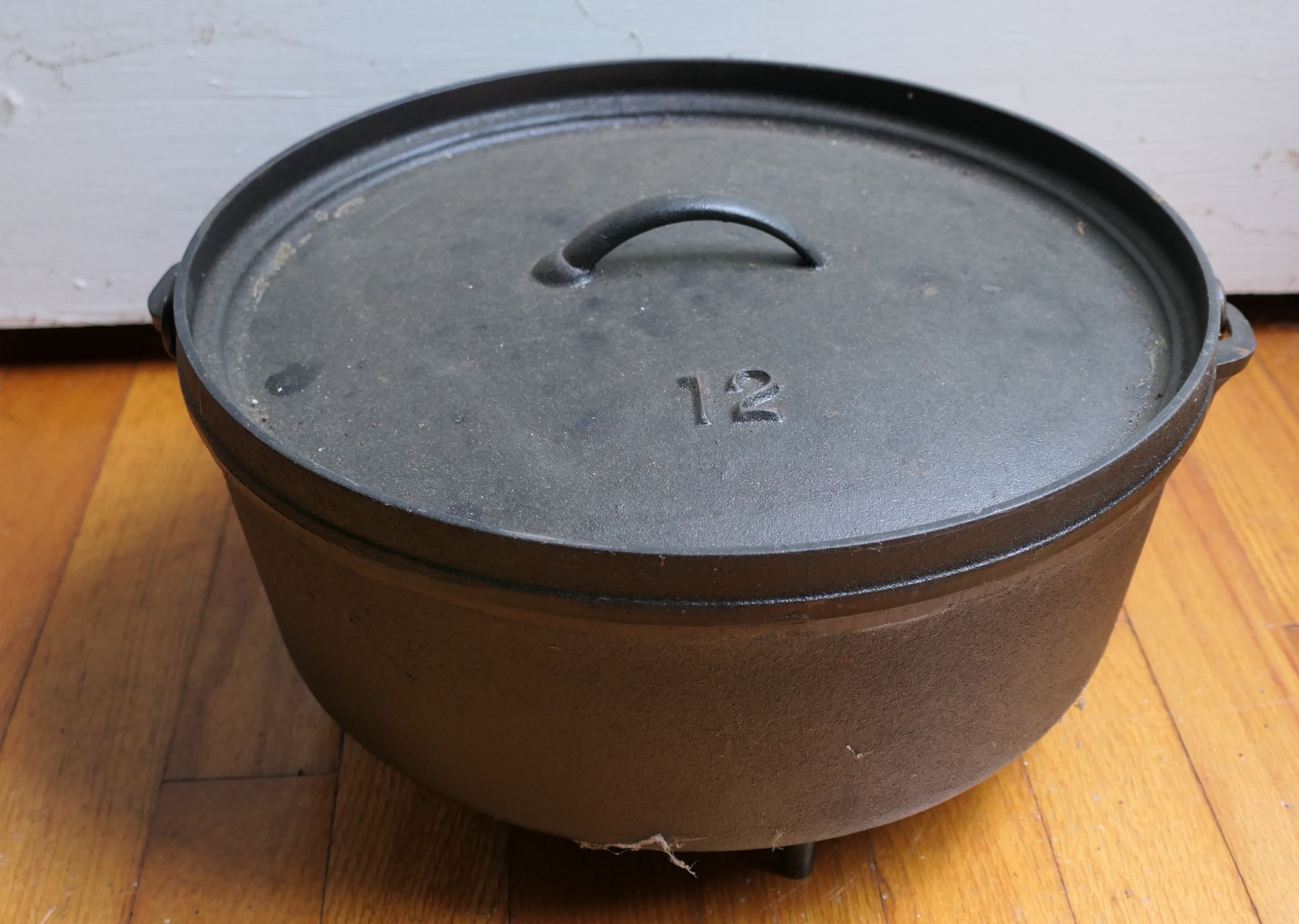 Lot Detail No. 12 Made in USA Cast Iron Footed Pot with Lid Very