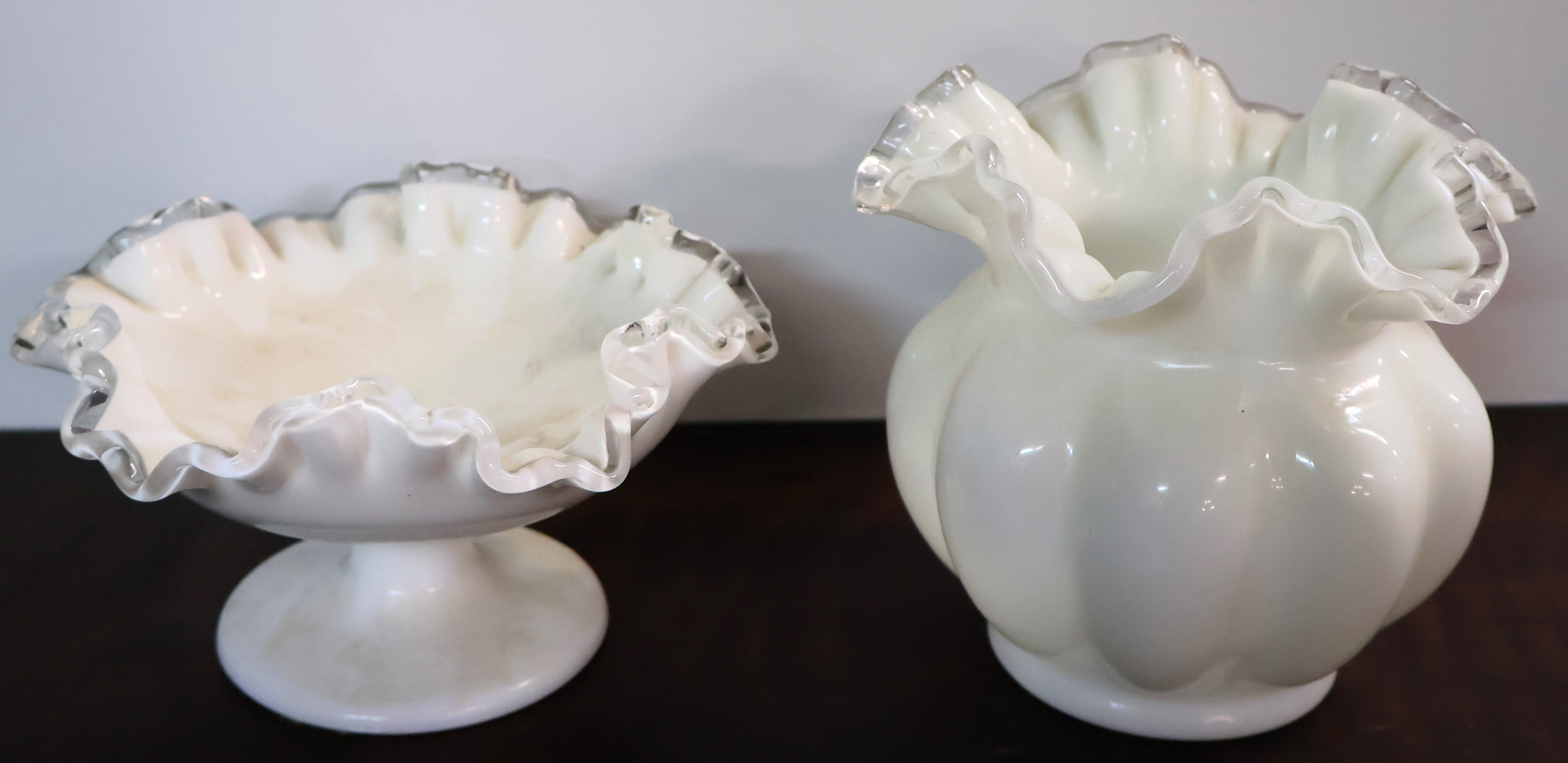 Lot Detail Fenton Silver Crest Vase and Fenton Silver Crest Compote