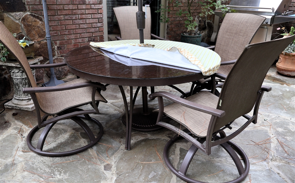 Lot Detail Very Nice Homecrest Patio Table and 4 Swivel Chairs