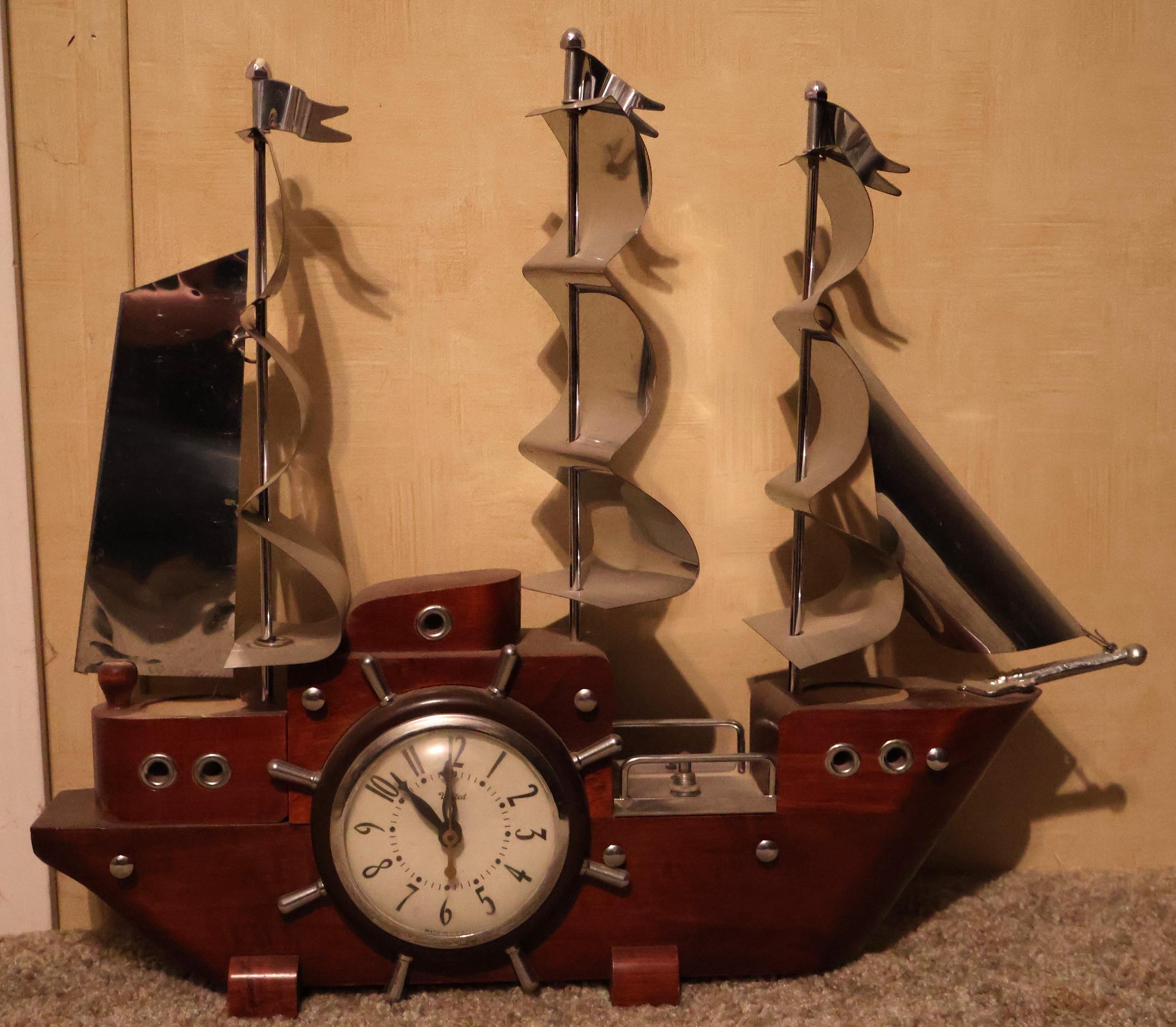 Lot Detail Vintage United Ship Clock with Metal Sails Measures 16