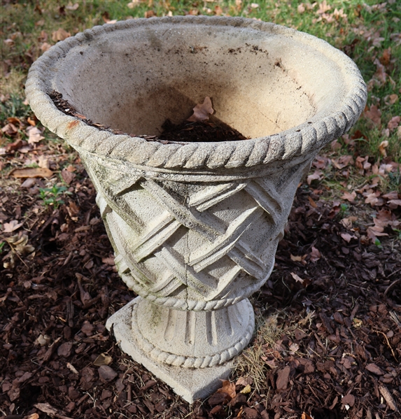 Lot Detail Concrete Basket Weave Planter Urn Measures 24" tall 21
