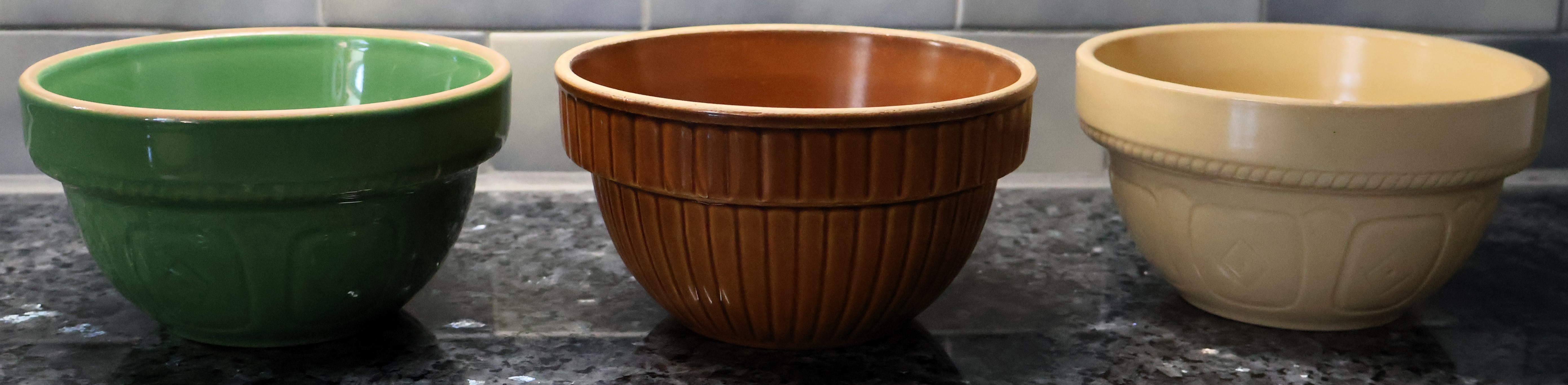 Lot Detail 3 Over and Back Yellow Ware Stone Mixing Bowls Green