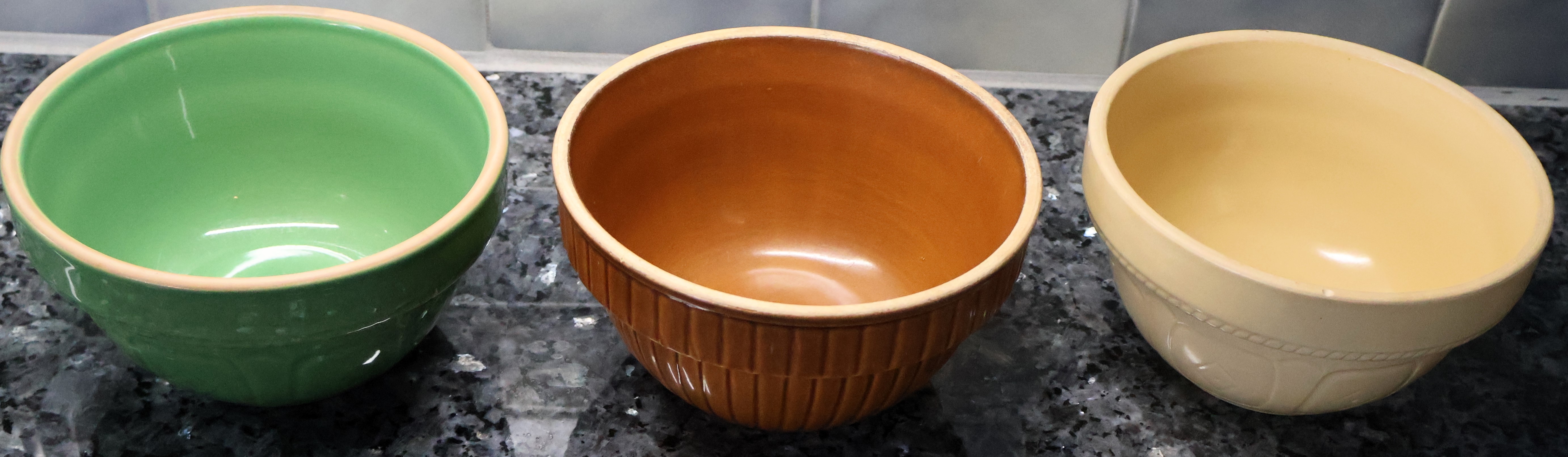 Lot Detail 3 Over and Back Yellow Ware Stone Mixing Bowls Green