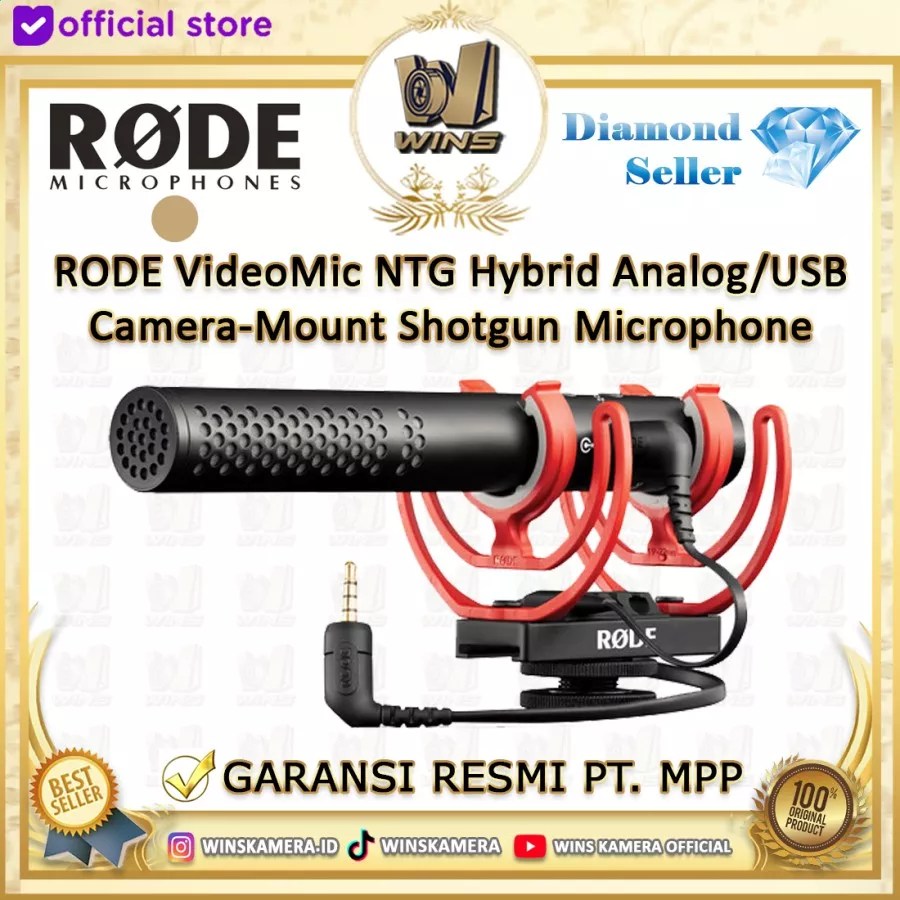 RODE VideoMic NTG Hybrid Analog/USB Camera Mount Shotgun Microphone