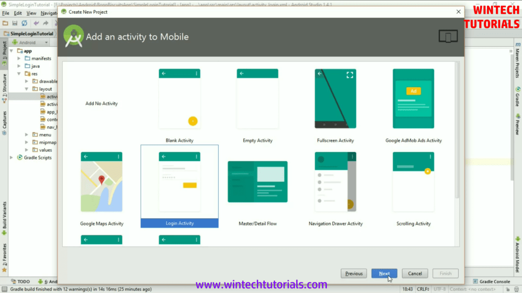 Android LoginActivity Template WINTECH TUTORIALS