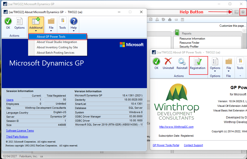 GPPT Where can I find the Registration window? Winthrop Development