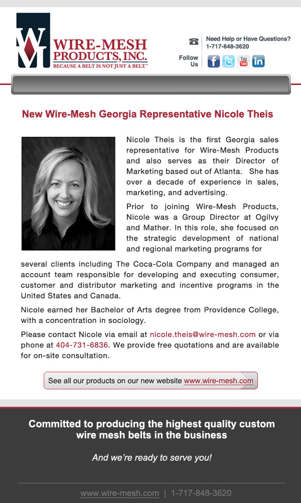 New WireMesh Representative Nicole Theis WireMesh Products
