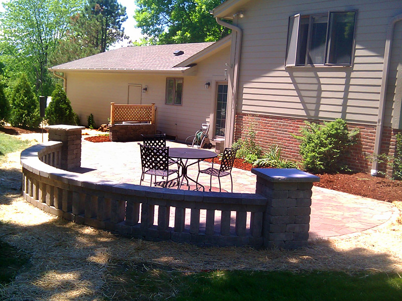 Cozy Patio with Seating Wall Wirth Services Inc. Germantown