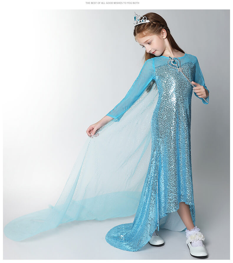 Frozen Princess Dress Girls Elsa Frozen Cosplay Costume for Kids WISHINY