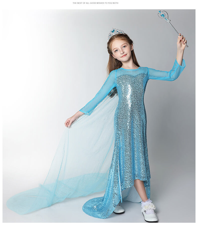 Frozen Princess Dress Girls Elsa Frozen Cosplay Costume for Kids WISHINY