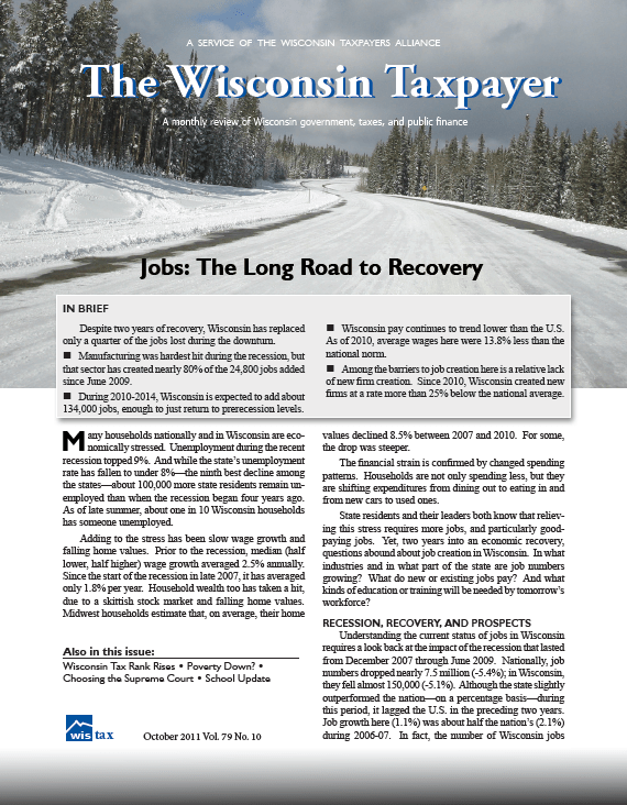 Wisconsin Policy Forum Jobs The Long Road to Recovery