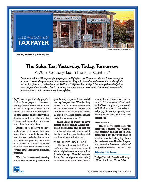 Wisconsin Policy Forum The Sales Tax Yesterday, Today, Tomorrow