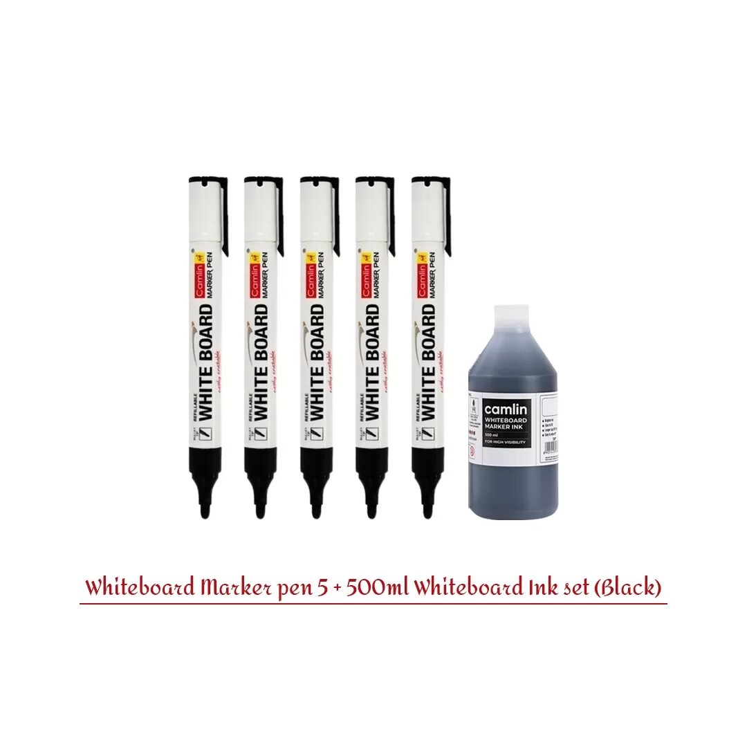Whiteboard Marker Pen Pack of 5 Black Ink for Clear Writing