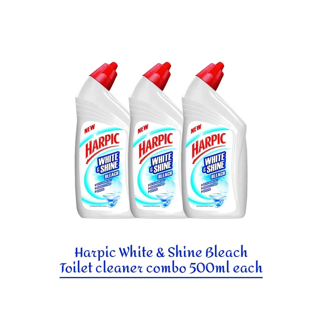 Harpic Original White Bleach Toilet Cleaner 500ml Pack of 3 Bright