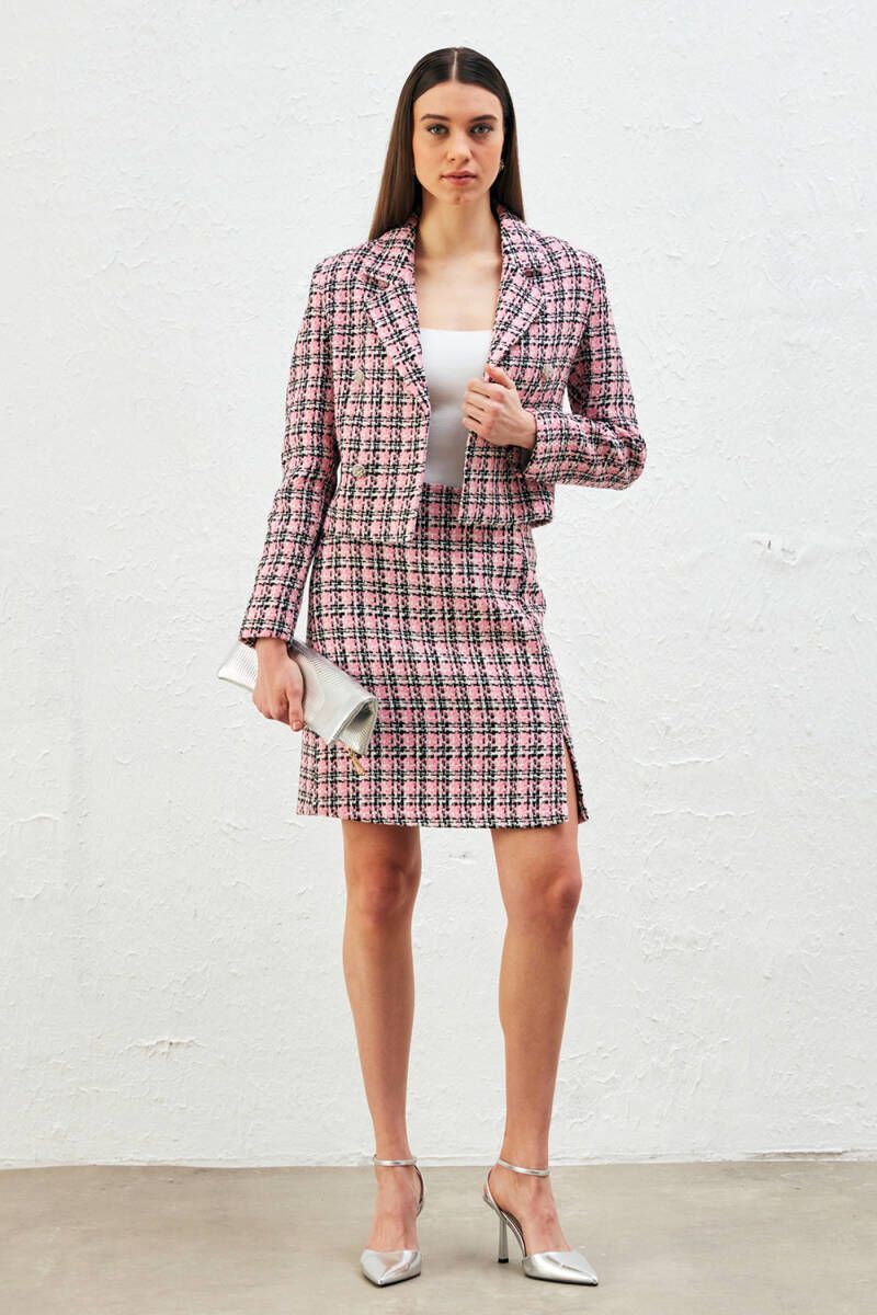 Plaid Tweed Jacket Dress Set