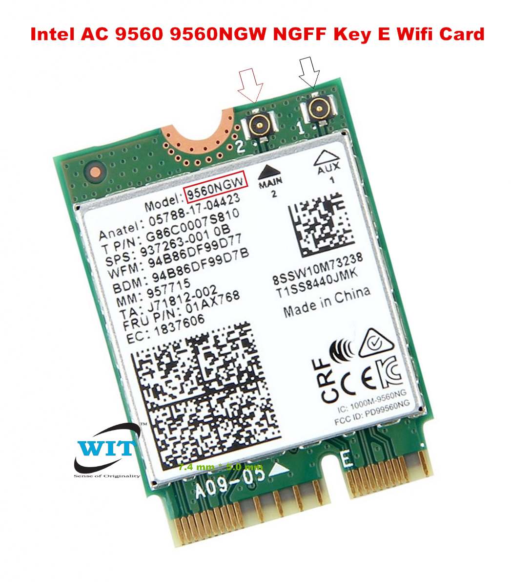 Intel 9560NGW 2.4G/5G 300Mbps+1730Mbps 160 MHz Channels Bluetooth 5.0