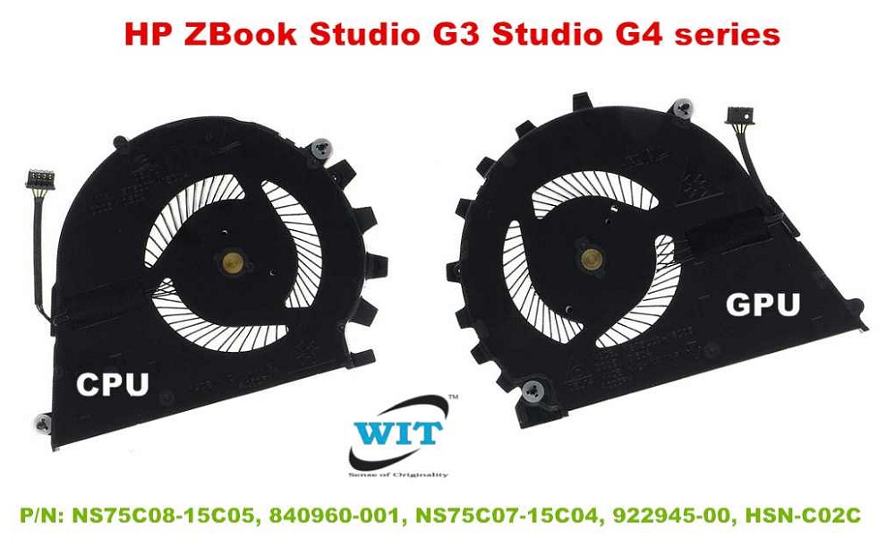 Laptop CPU+GPU internal cooling fan for HP ZBook Studio G3 Studio G4