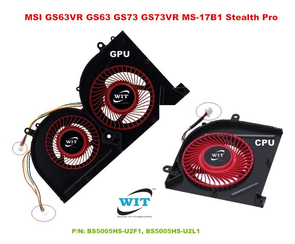 Gaming Laptop internal CPU+GPU cooling fan for MSI GS63, GS63VR, 6RF