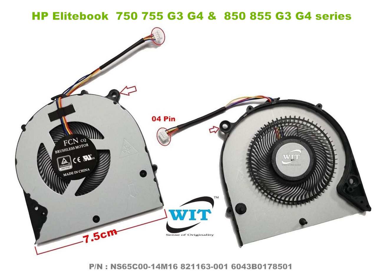 Laptop internal CPU cooling fan for HP Elitebook 750G3 755G3 850G3