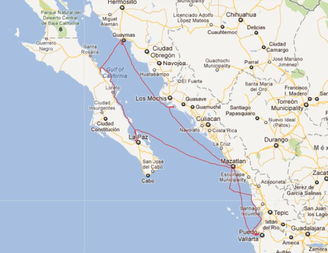 Winter 2012 Sea of Cortez Sailing Route Our route through the Sea of Cortez in Winter 2011-2012