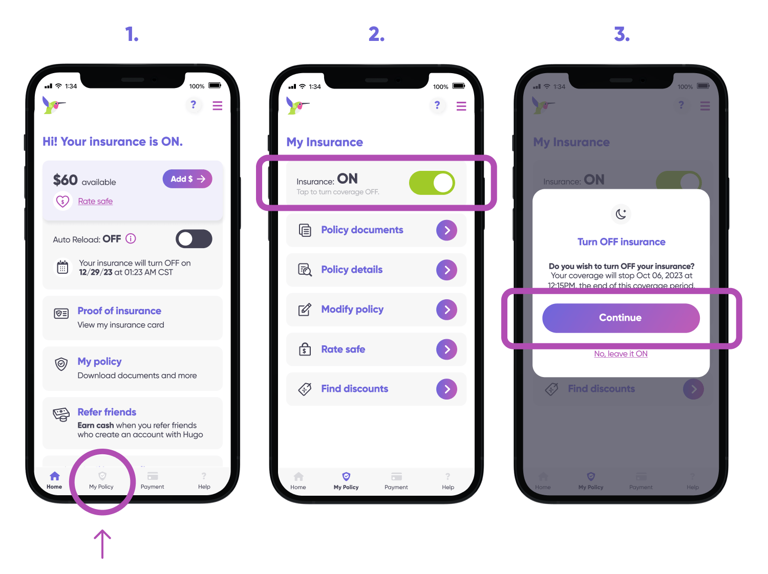 How do I cancel my insurance? Hugo