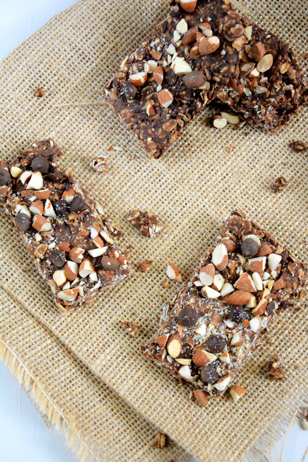 Double Chocolate Granola Bars with Chia Seeds, Almonds and Sea Salt