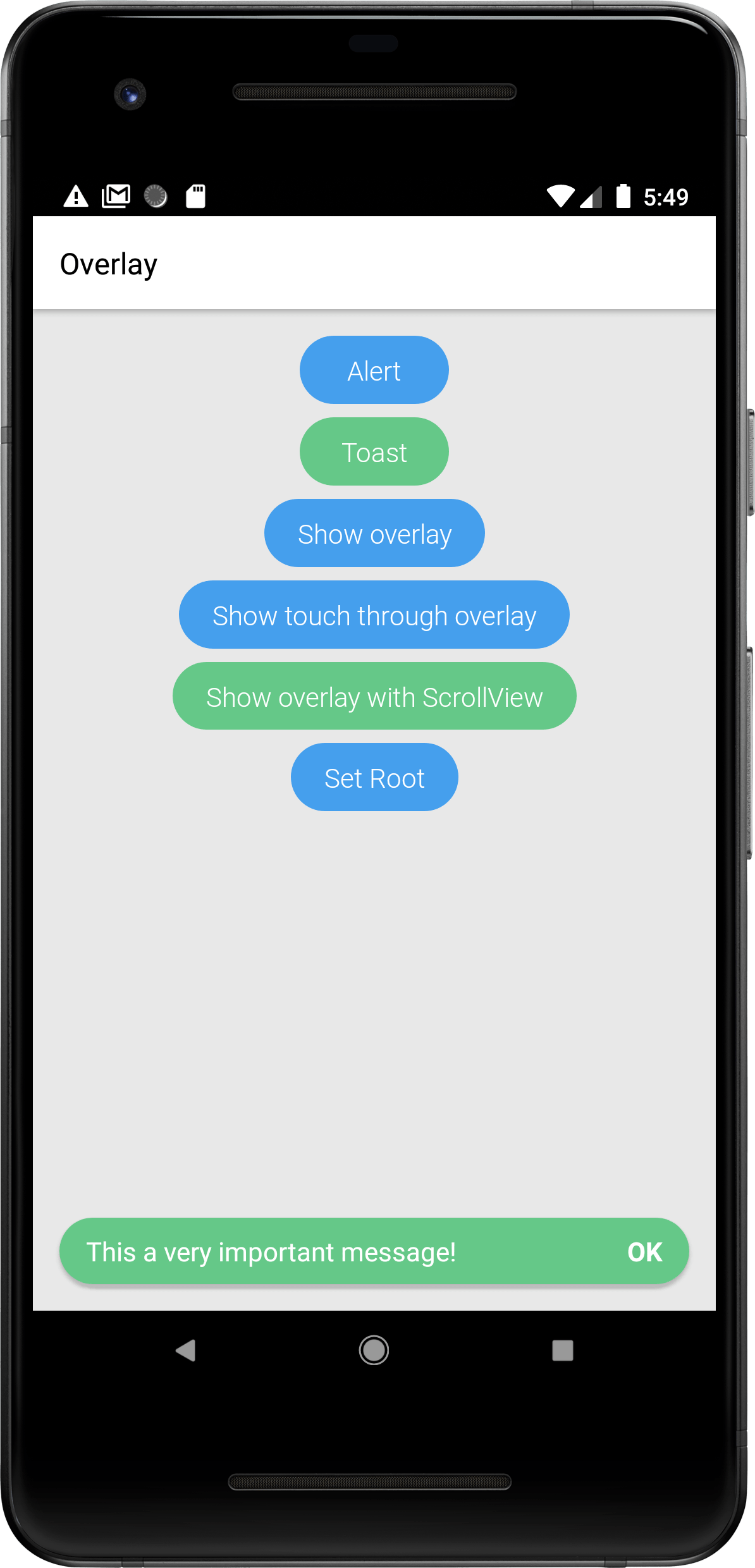 Overlay React Native Navigation