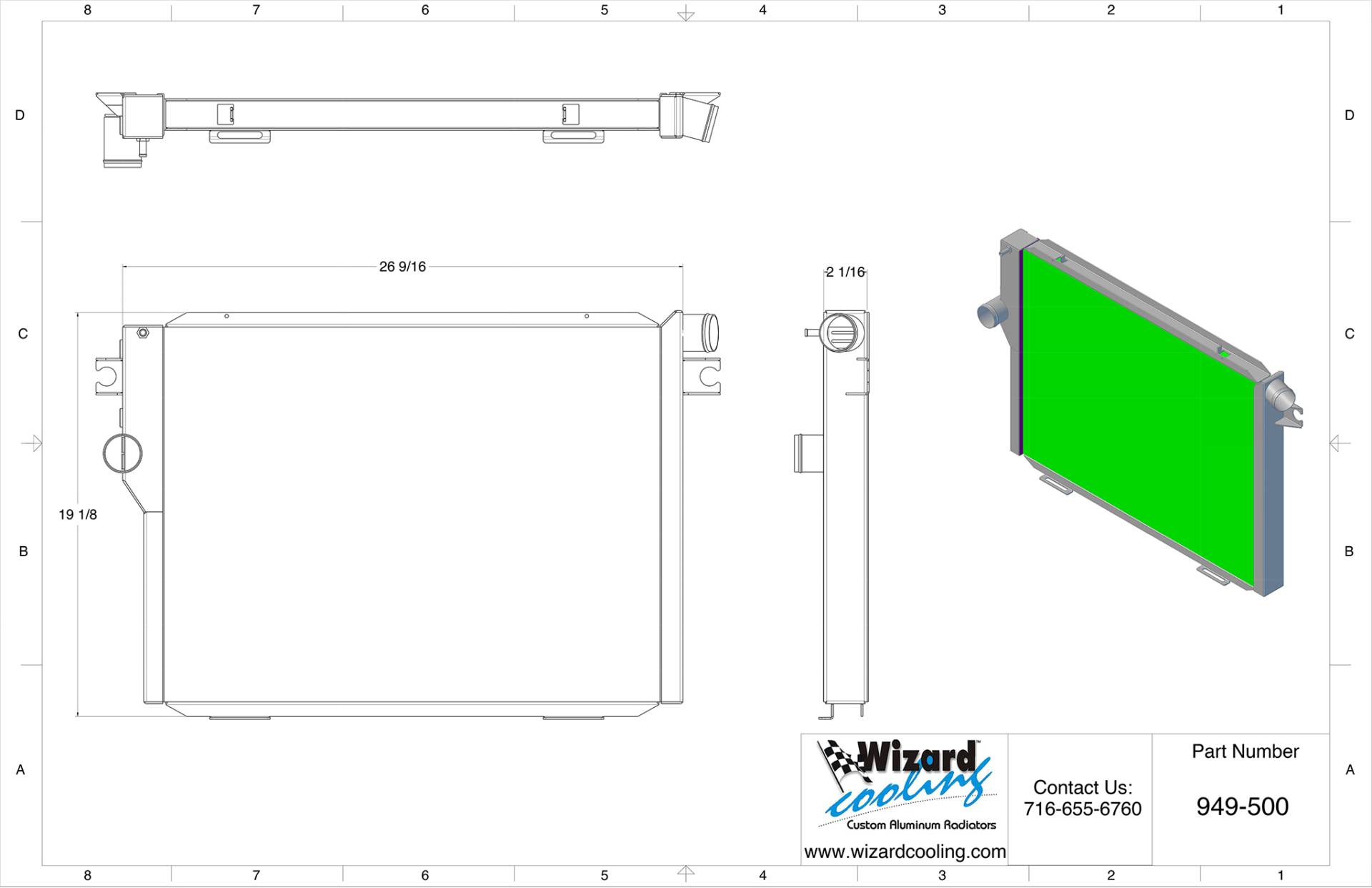 Wizard Cooling Inc #949-500 1987-88 BMW E28/E24 Custom Aluminum