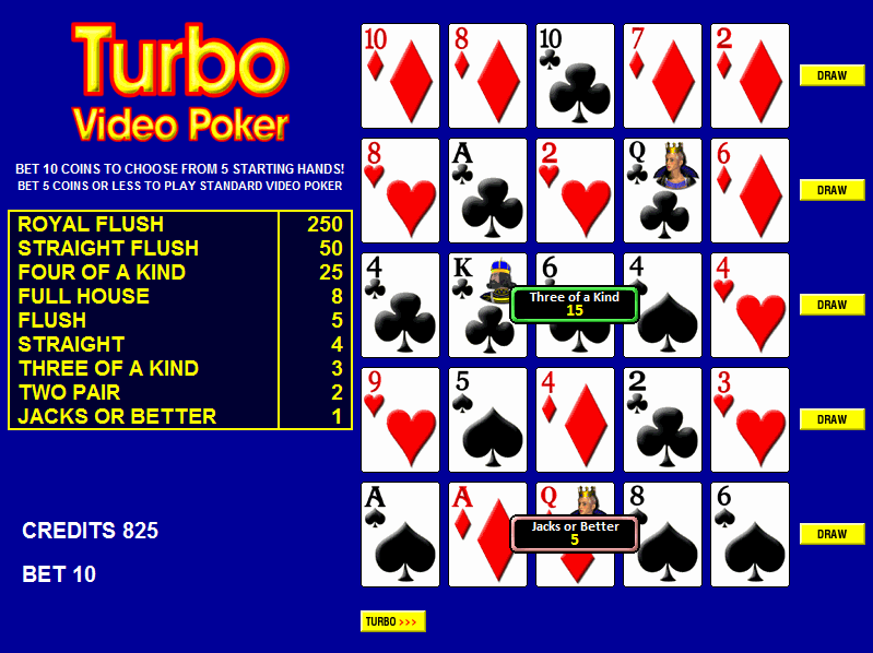 Turbo Video Poker Example Wizard of Odds