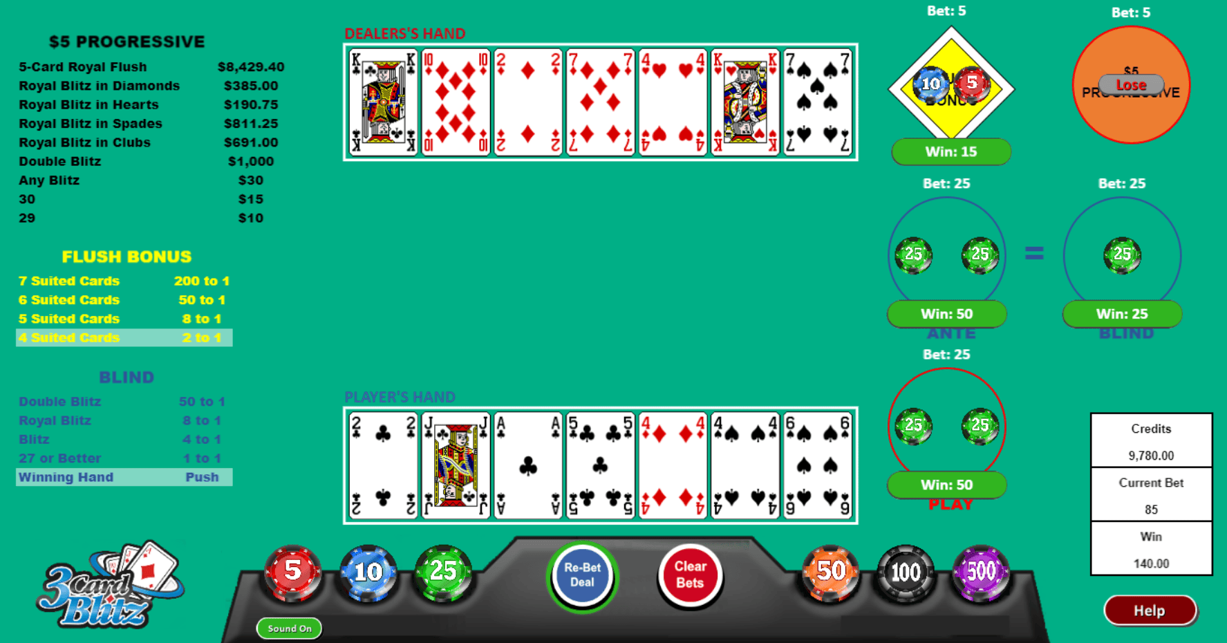 3 Card Blitz Wizard of Odds