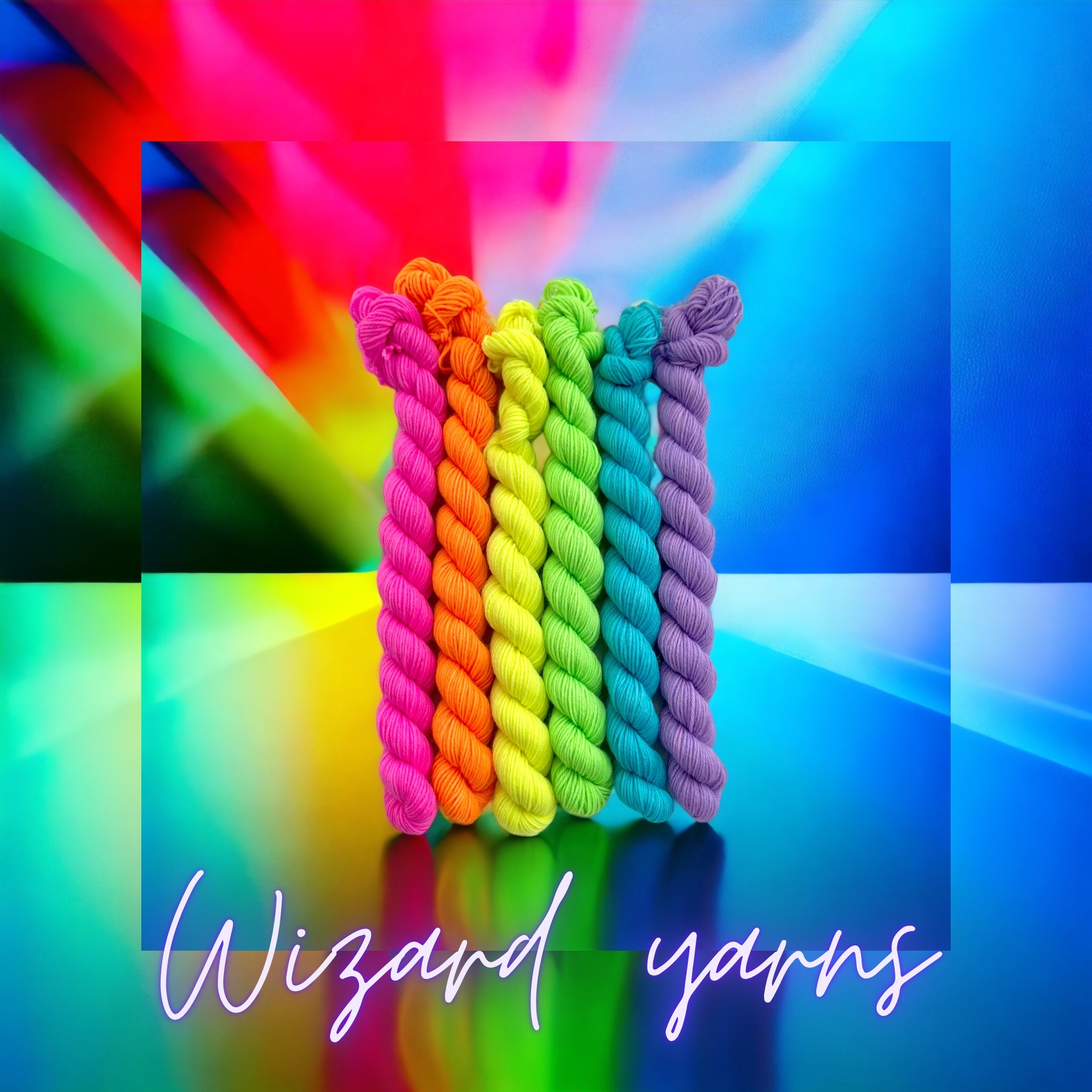 Rainbow mini’s x 6 SWM 20g Wizard Yarns