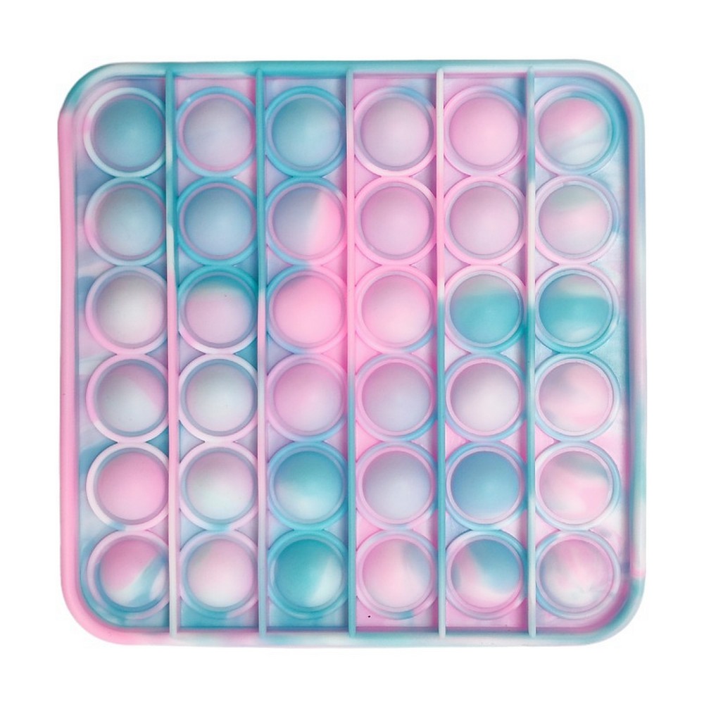 Push Pop Bubble Pop It Fidget Toy Square Tie Dye White Pink Cyan WizZon