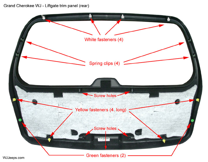 Jeep Grand Cherokee WJ Liftgate trim and components