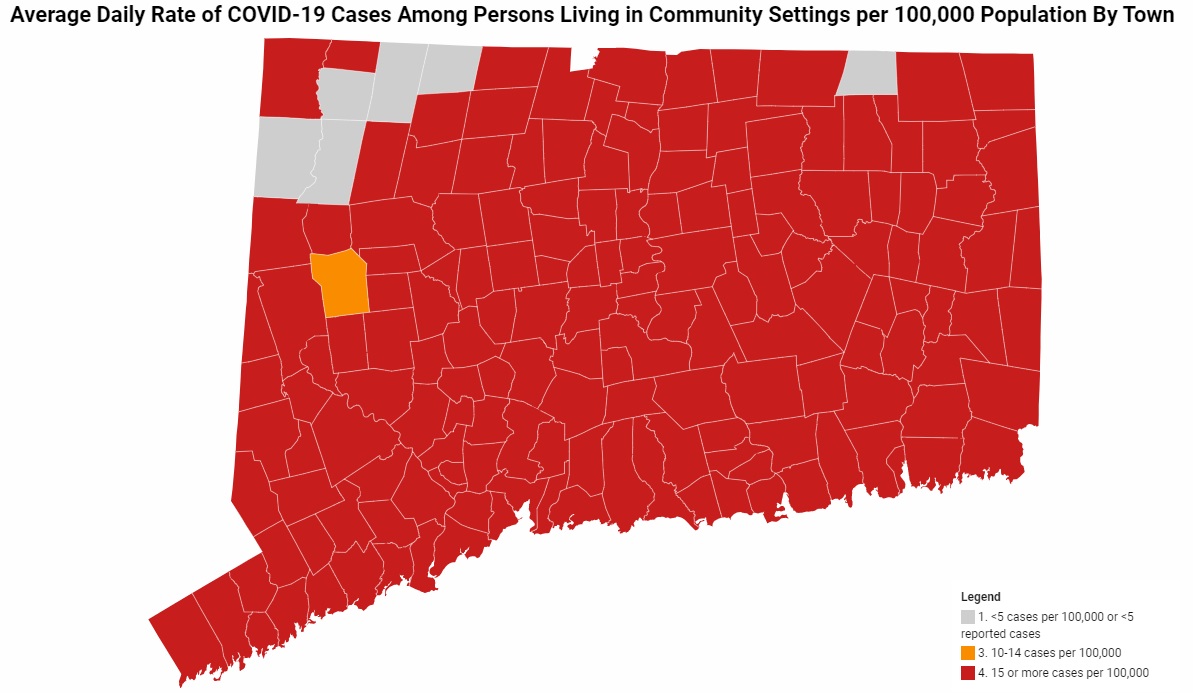 Nearly all of Conn. back in red zone for COVID19 community spread