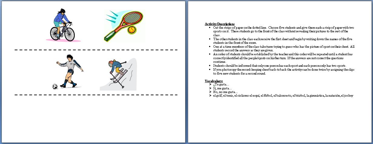 Foreign Language Speaking Activity that Involves the