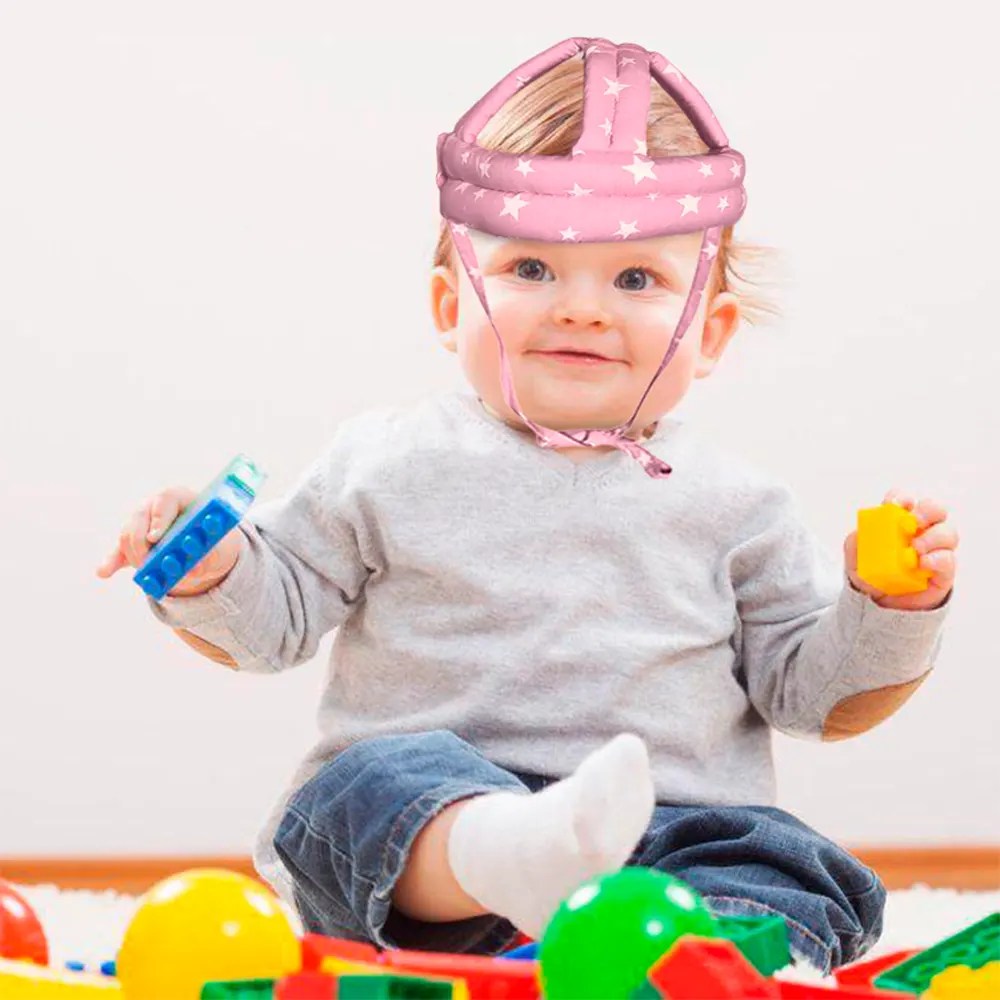 Casque de Sécurité AntiBosse pour Enfant Rose & Blanc Rayé Wlidaty
