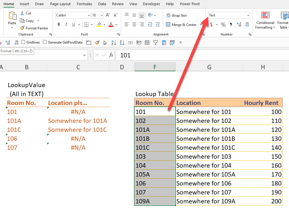 Fixing inconsistent data type in lookup table in Excel wmfexcel