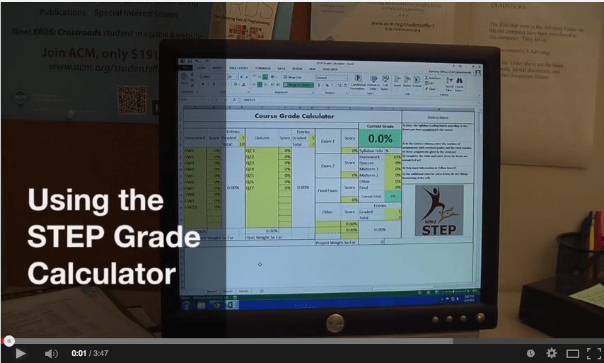 Using Excel to Calculate your Grade wmustep