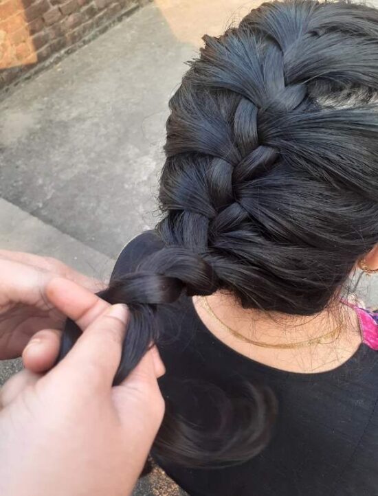 How do you braid two french braids?(Steps with Photos)