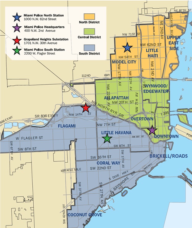 Miami Dade District Map Police Department Miami by Night
