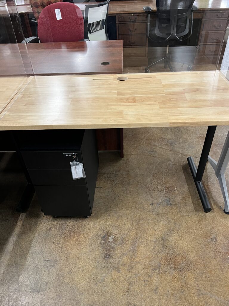 Used Training Table with Mobile Pedestal and Screen 4FT W
