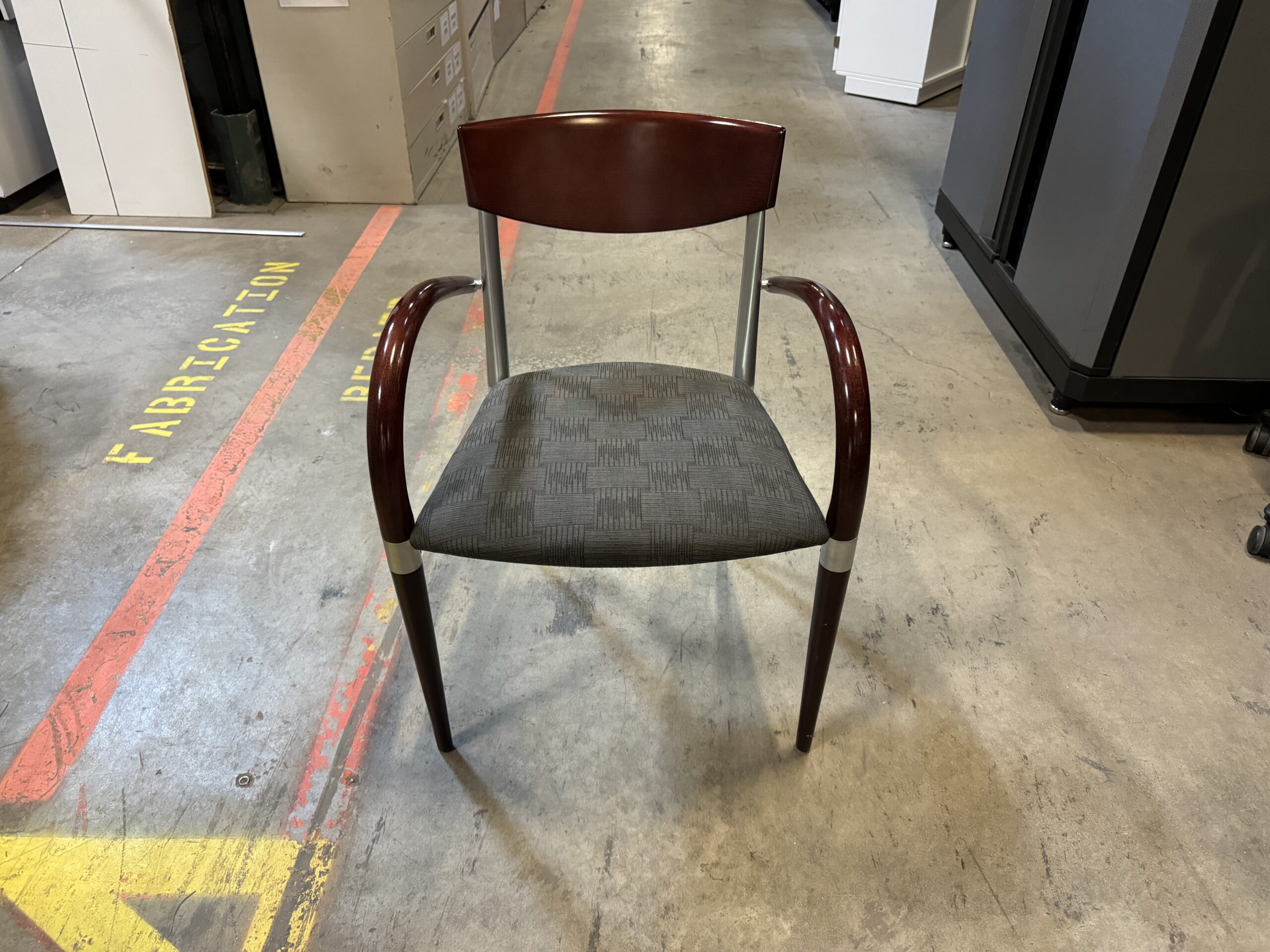 Used Mahogany and Brown Guest Chairs Wood Back and Arms