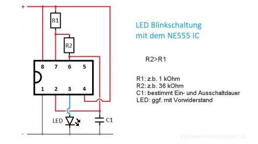 Blink LED selber bauen mit dem NE555 Timer WohnenHeimwerken