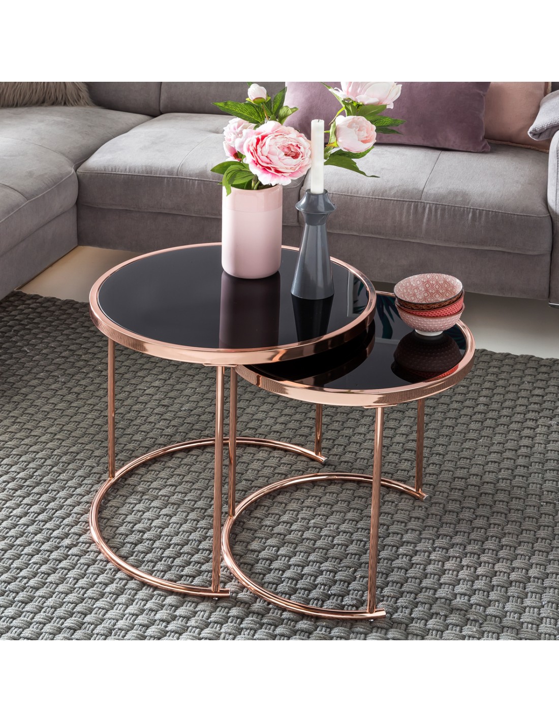 Satztisch Design 2er Set Schwarz
