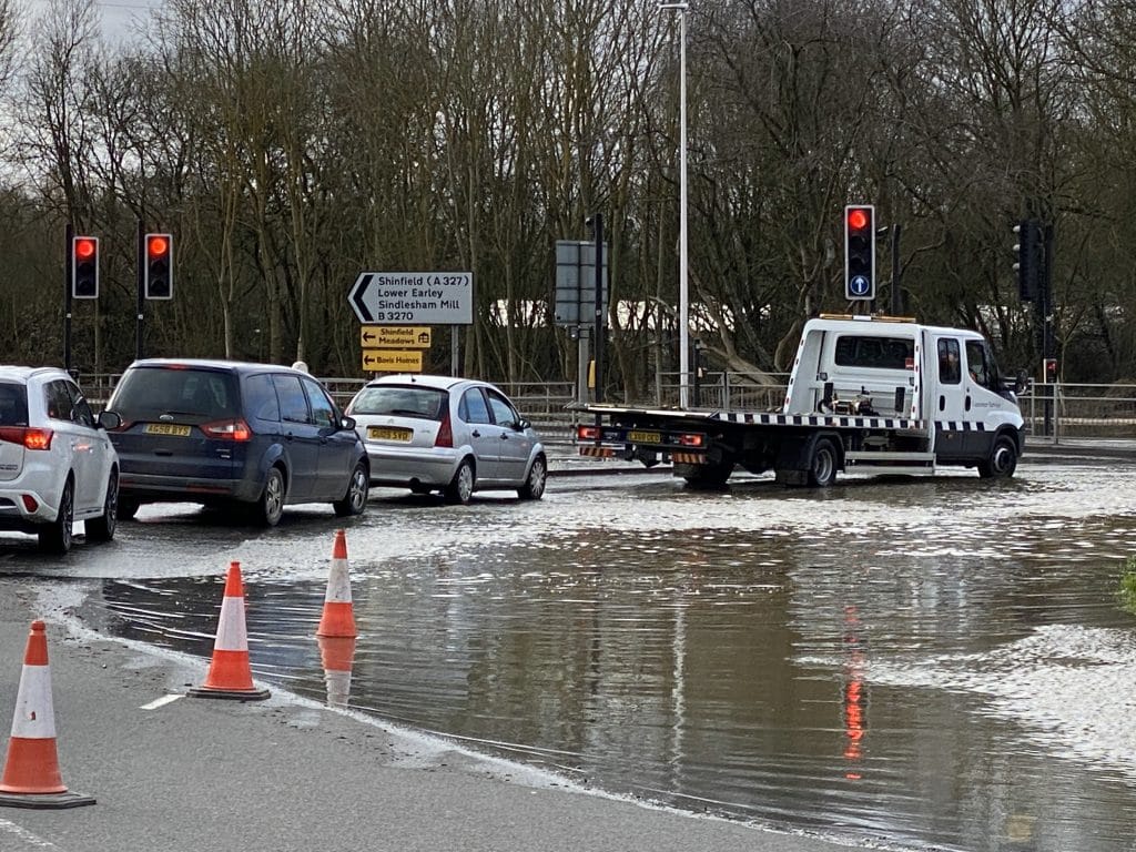 River Loddon bursts banks causing severe flooding across Winnersh