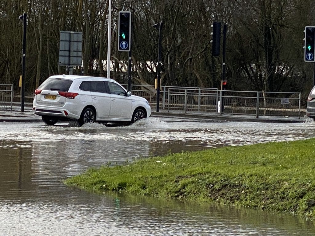 River Loddon bursts banks causing severe flooding across Winnersh