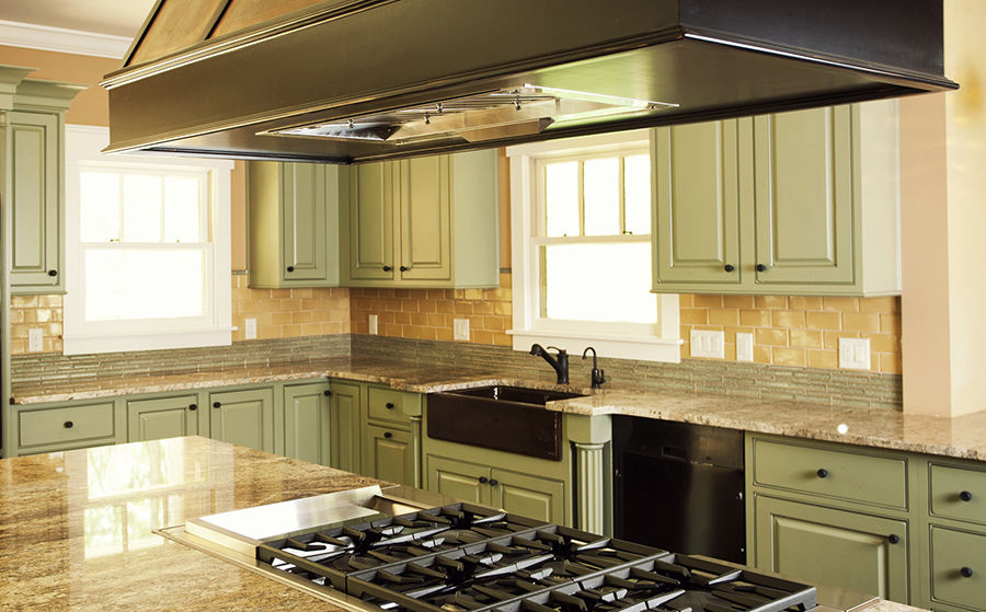 Green & Gold Kitchen — Wolf Custom Tile and Design