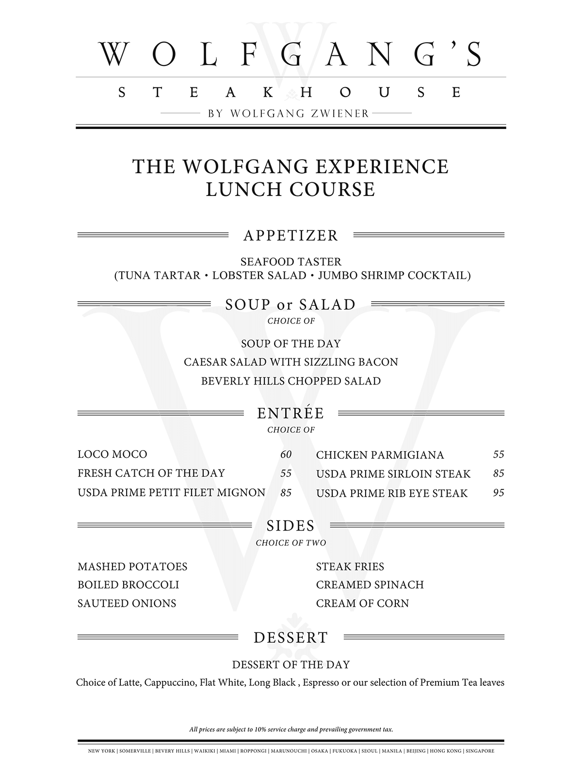 Menu Wolfgang's Steakhouse Singapore